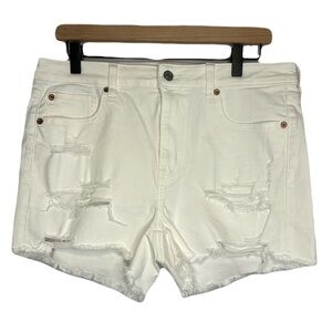 NWT American Eagle Outfitters Hi-Rise Shortie 12 White Distressed Stretch Shorts